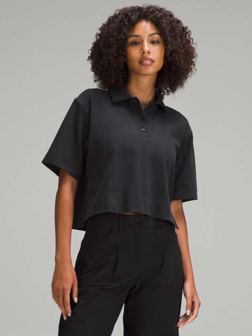 Lululemon Heavyweight Cotton Short-Sleeve Polo Shirt Black Size 12